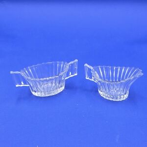 Vintage Heisey Glass Ridgeleigh Tab Handle Cream & Sugar Set